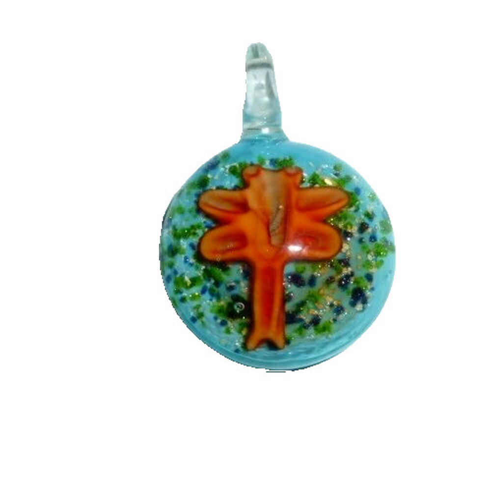 Vintage‎ Handblown Handmade Dichroic Glass Pendant Large Sea Crab Star